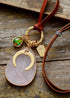 Boho Necklace, Rose Quartzs Opal Horseshoe Evil Eye Charms Leather Pendant Neckles